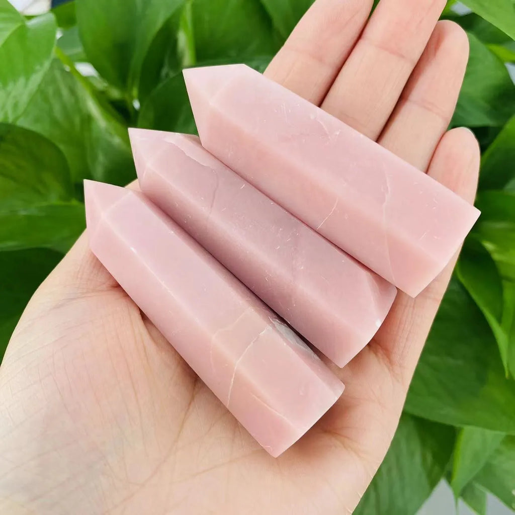 Natural Polished Pink Opal Point Crystal Stone Tower for Craft Decor Supplies