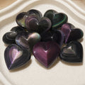 Natural Rainbow Obsidian 3D Heart Crystal Stone Carved Love Heart Shape Gemstone Decorative Gift