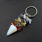 Rainbow Tumbled-Stone Keychain