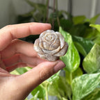 Natural Rose Shaped Moonstone Crystal Polished Flowers Carving with Engraving and - Standard