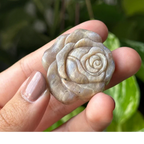 Natural Rose Shaped Moonstone Crystal Polished Flowers Carving with Engraving and