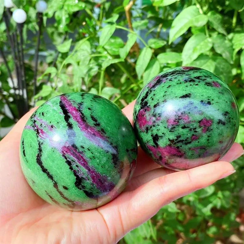 Natural Ruby Fuchsite Sphere Polished Crystal Ball Gemstone Sphere
