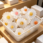 Natural Selenite Daisy Flower Carving Hand-Carved Crystal Crafts Decor, &