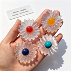 Natural Selenite Daisy Flower Carving Hand-Carved Crystal Crafts Decor, & - Standard