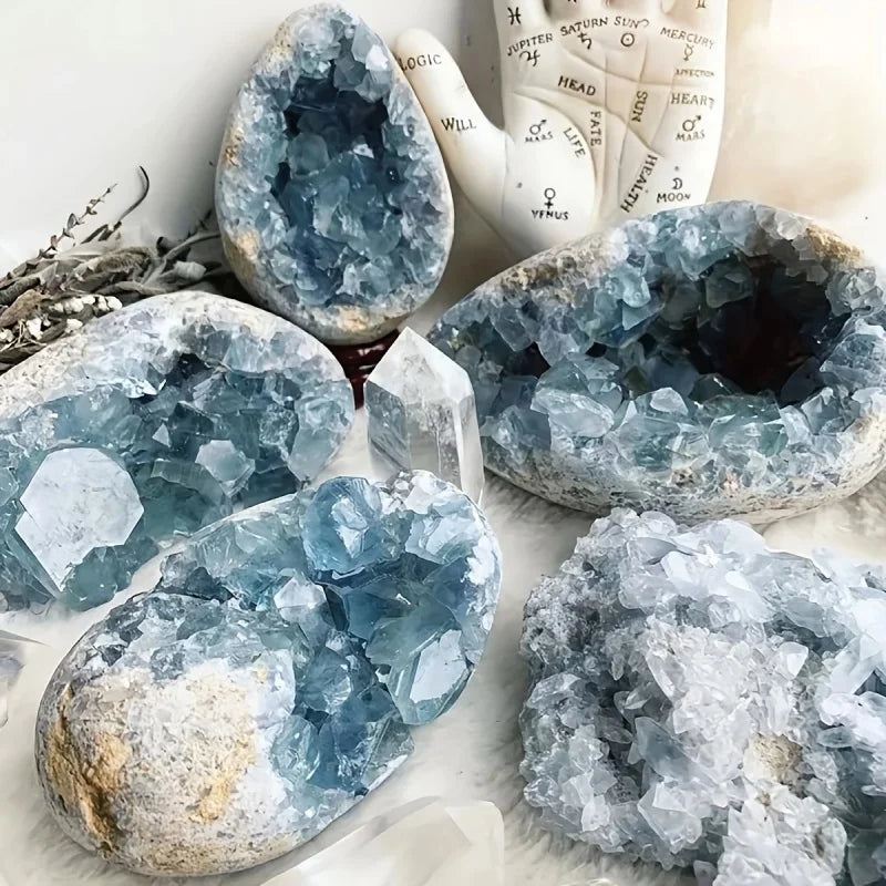 Blue Celestite Geode Cluster - 1 kg Lot