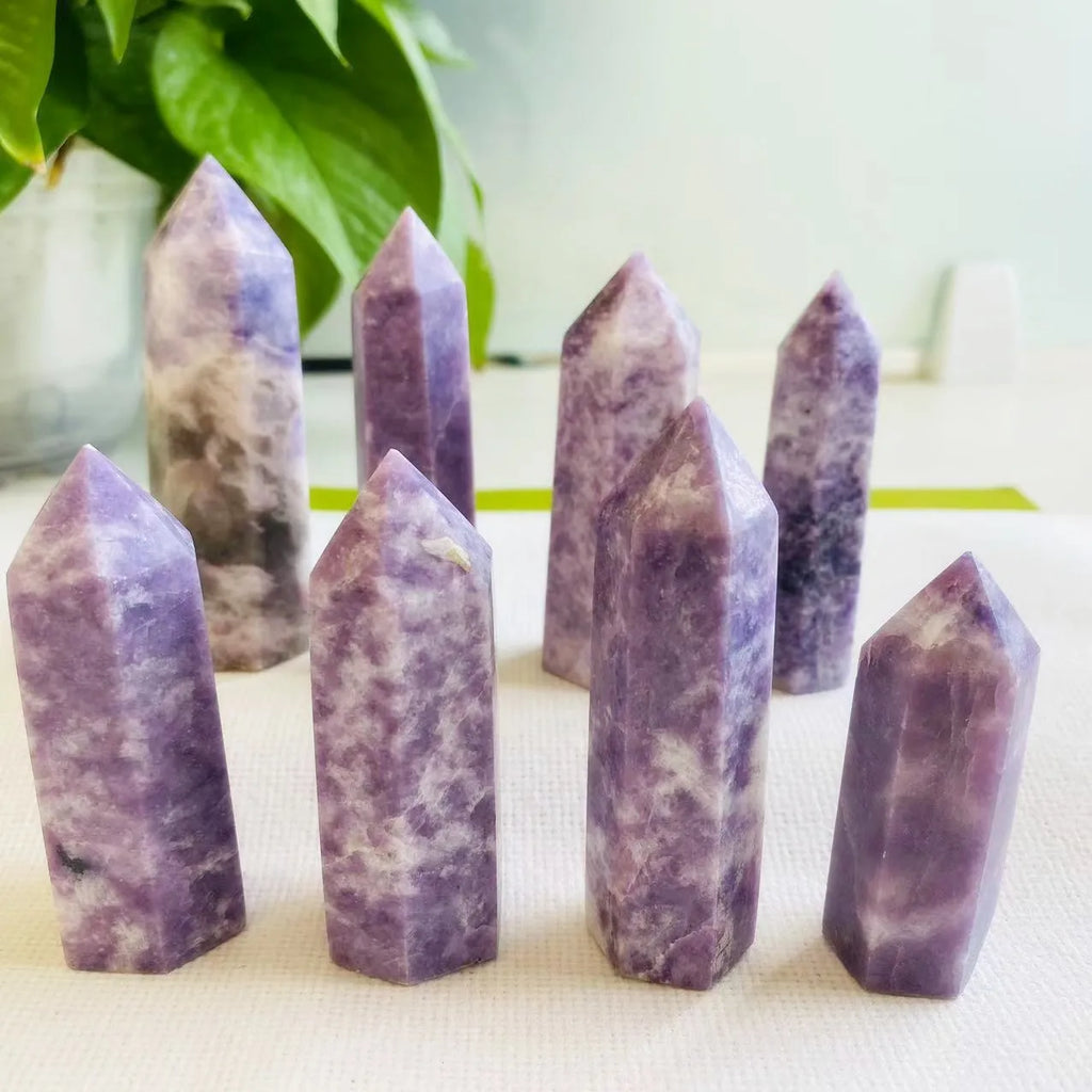 Natural Stone Lepidolite Point Purple Mica Crystal Tower for Home Gift Decoration