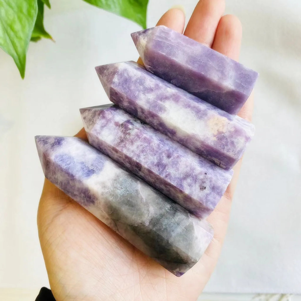 Natural Stone Lepidolite Point Purple Mica Crystal Tower for Home Gift Decoration