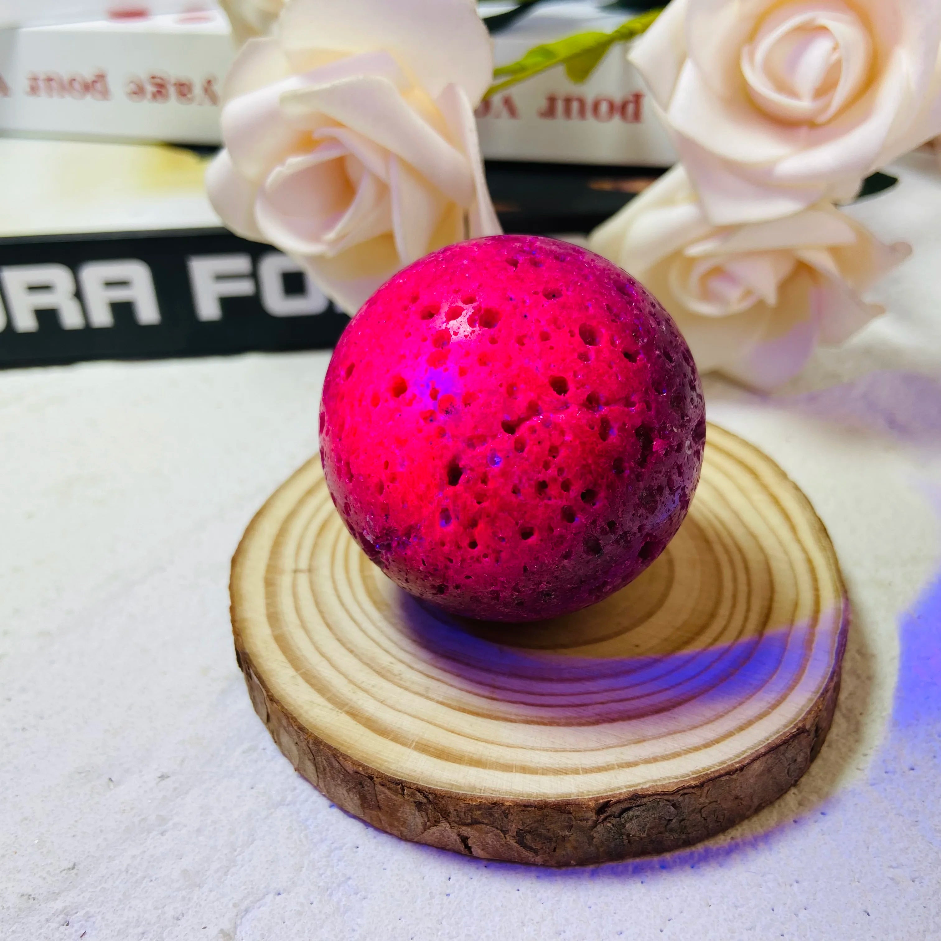 Natural UV Color Changing Ruby Sphere Red Corundum Crystal Sphere for Home Decor Gift