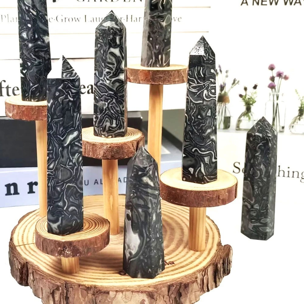 Black Crazy Lace Agate Tower - 1 piece