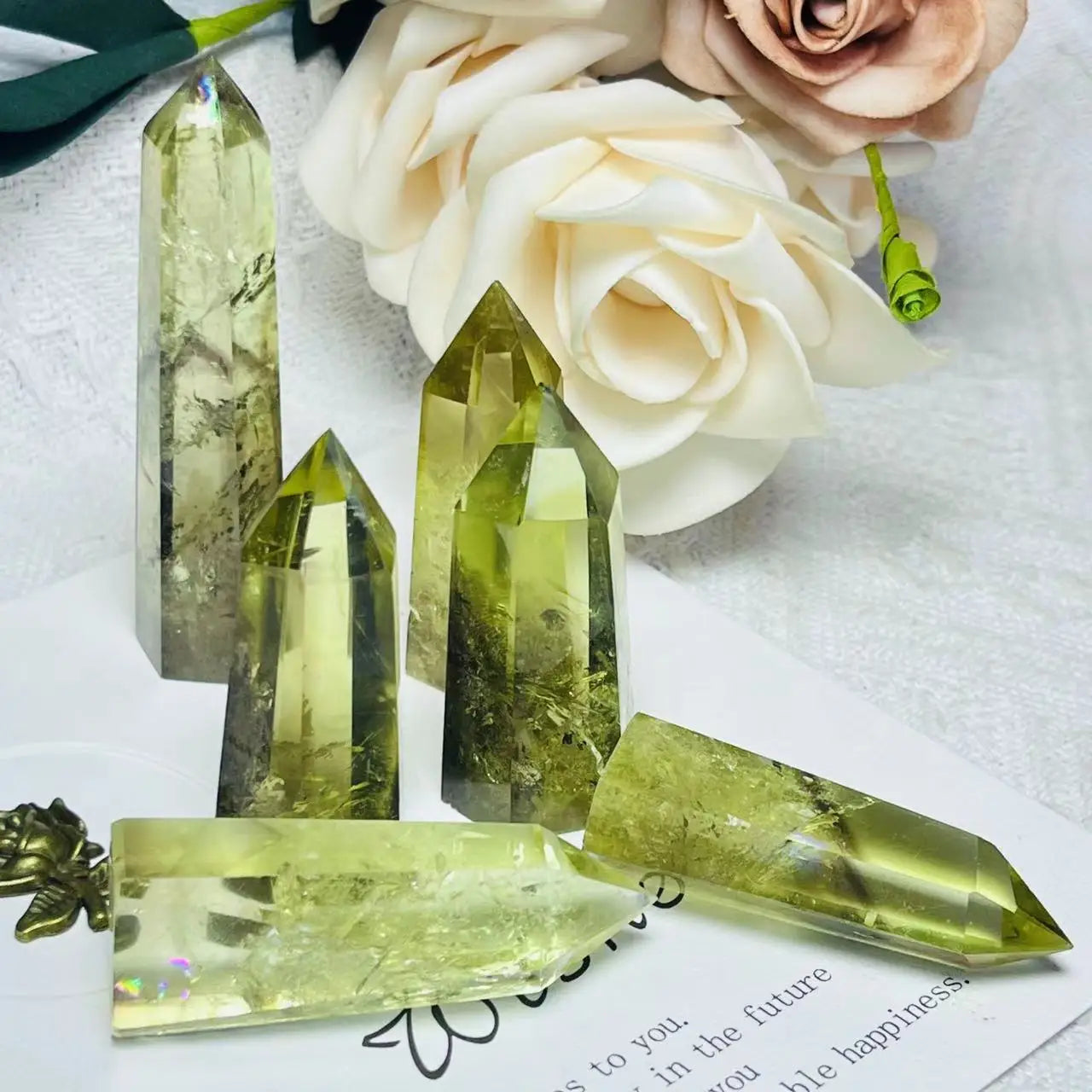 Polished Natural Stone Point Smokey Quartz Citrine Crystal Towers for Crafts Gift Collection