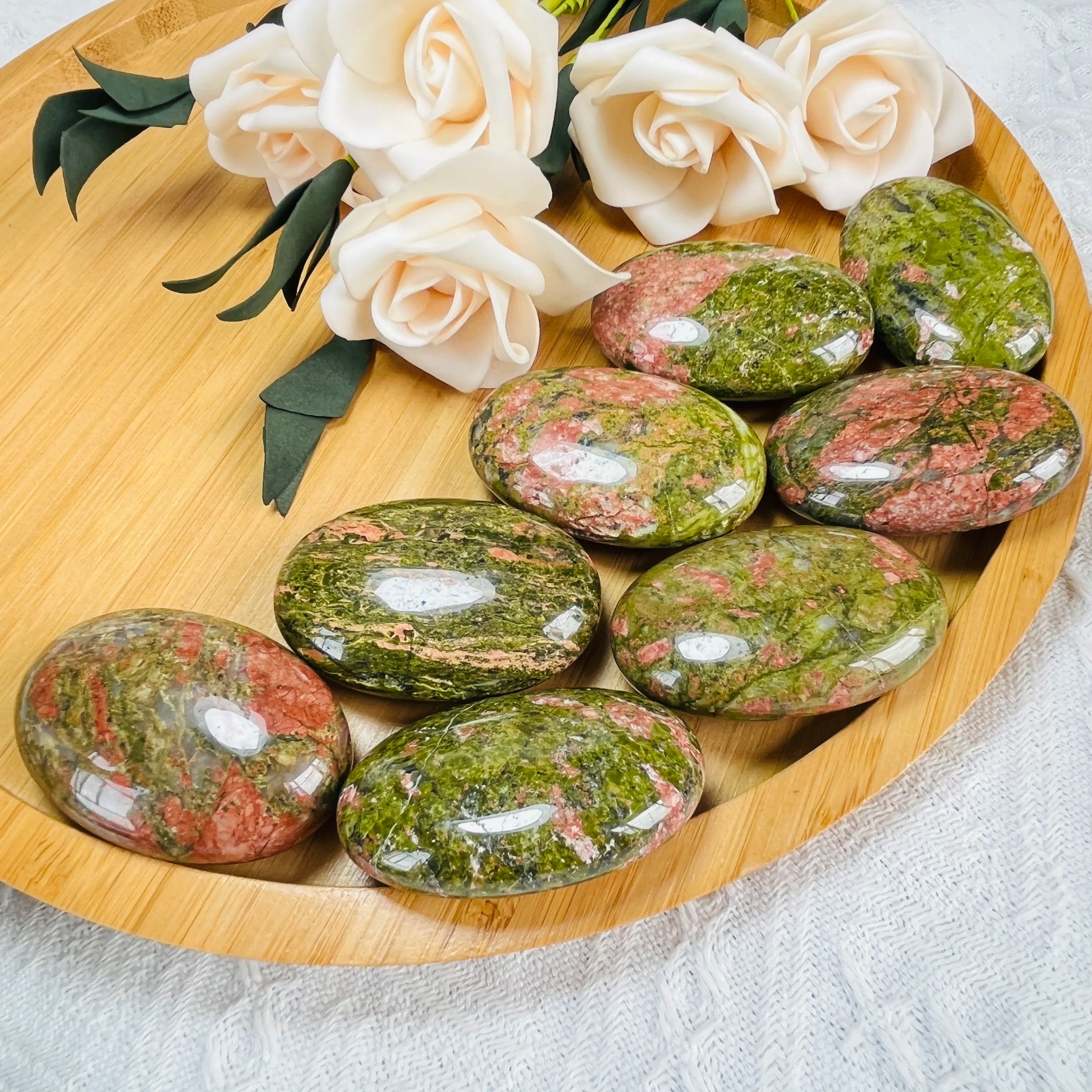 Polished Natural Unakite Palm Stone Unakite Stone for Gift