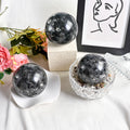 Polished Shiny Black Glitter Crystal Sphere for Home Desktop Decoration