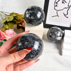 Polished Shiny Black Glitter Crystal Sphere for Home Desktop Decoration