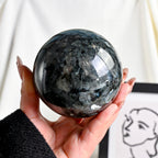 Polished Shiny Black Glitter Crystal Sphere for Home Desktop Decoration