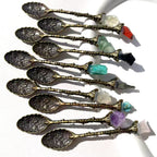 Price 12cm Amethyst Mini Cluster Flower Crystal Tea Spoon Raw Stone Crystal Coffee Spoon