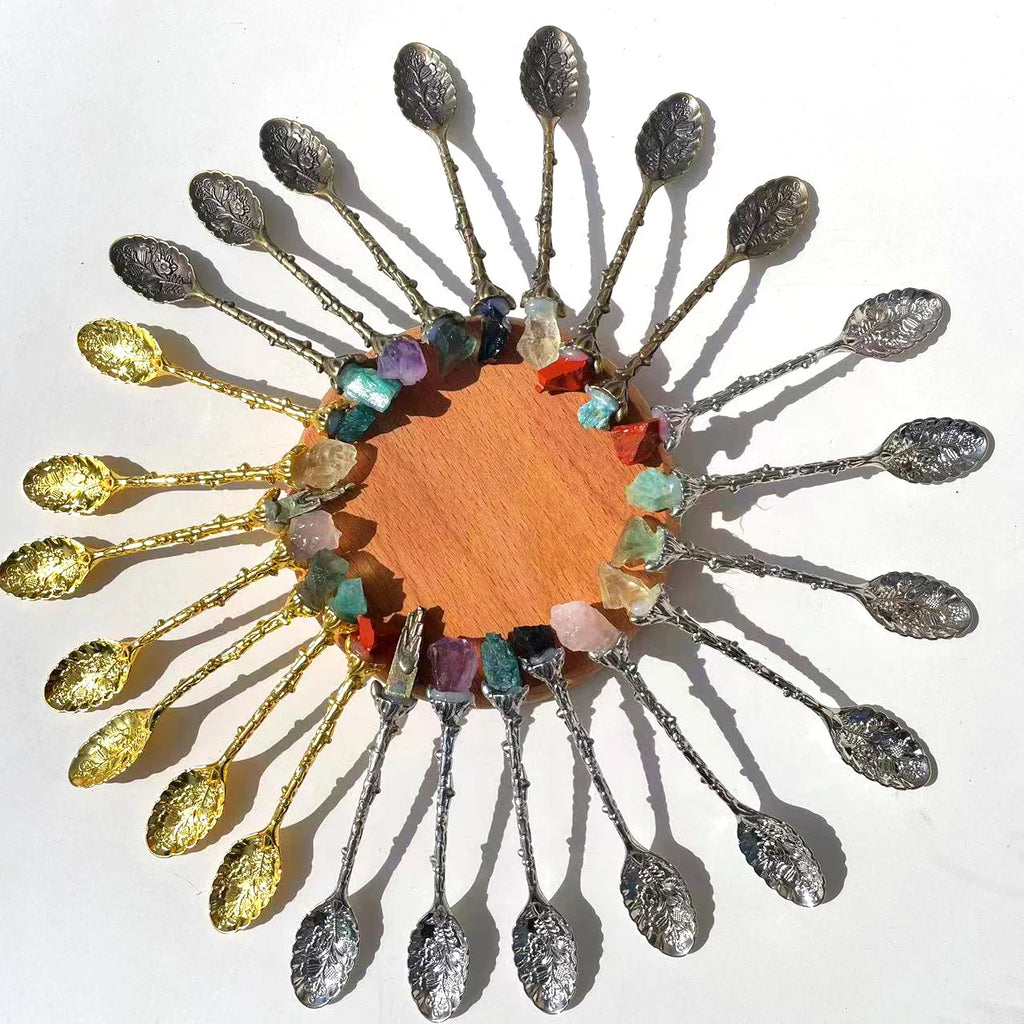 Price 12cm Amethyst Mini Cluster Flower Crystal Tea Spoon Raw Stone Crystal Coffee Spoon