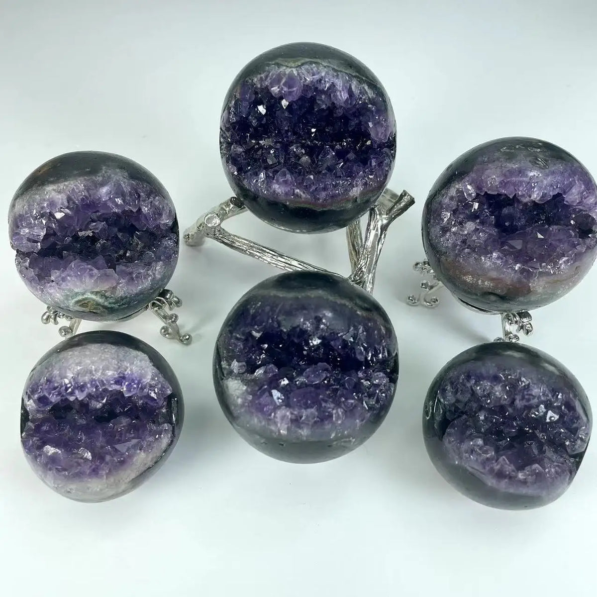 Amethyst Quartz Druzy Geode Sphere, Single Piece
