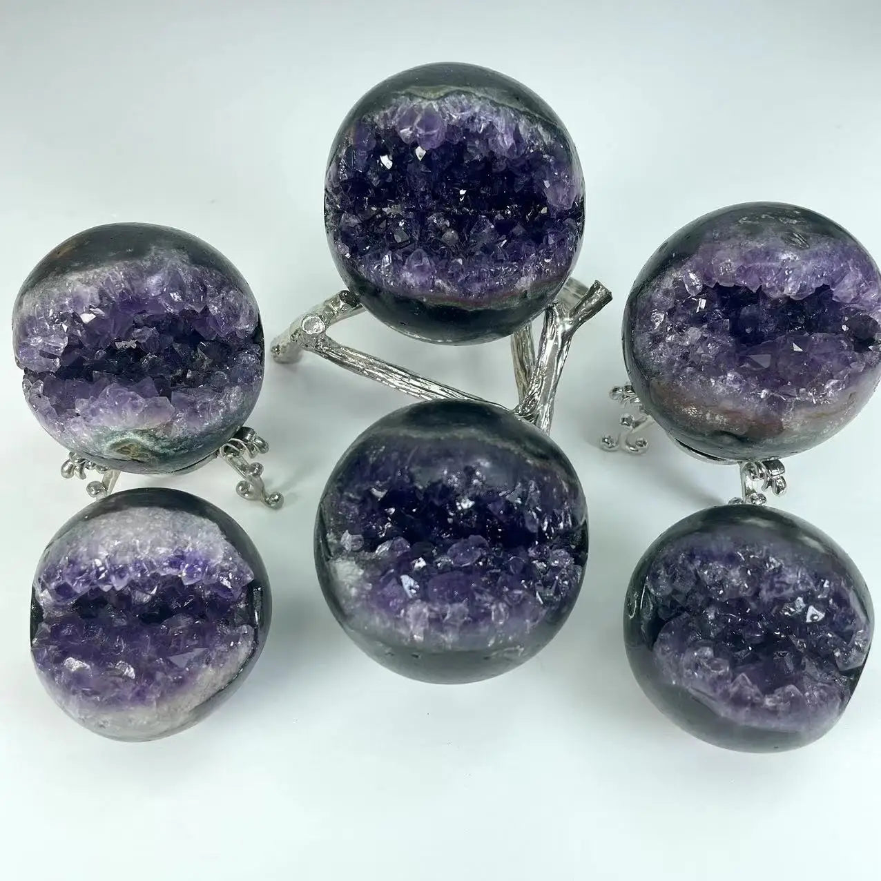 Natural Amethyst Quartz Druzy Geode Sphere