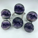 Natural Amethyst Quartz Druzy Geode Sphere