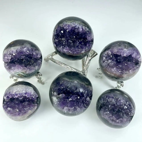 Amethyst Quartz Druzy Geode Sphere - One Piece