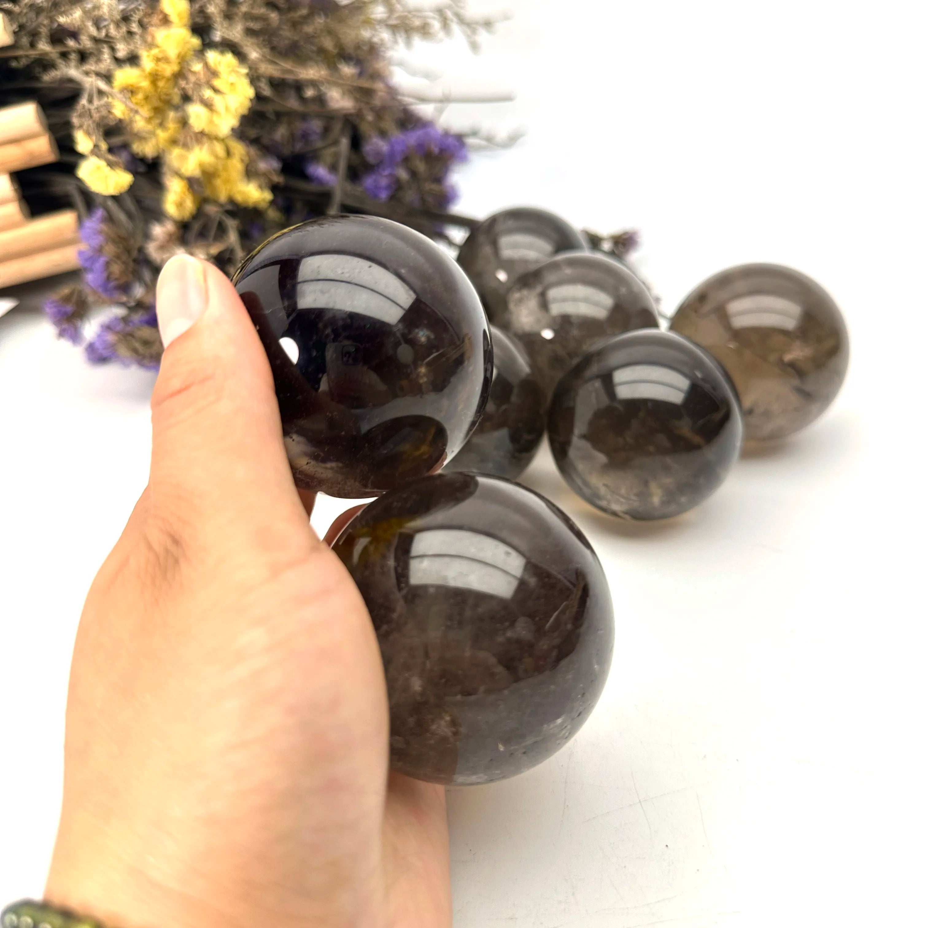 Natural Rock Smoky Quartz Crystal Stone Natural Quartz Crystal Ball Wedding Gift