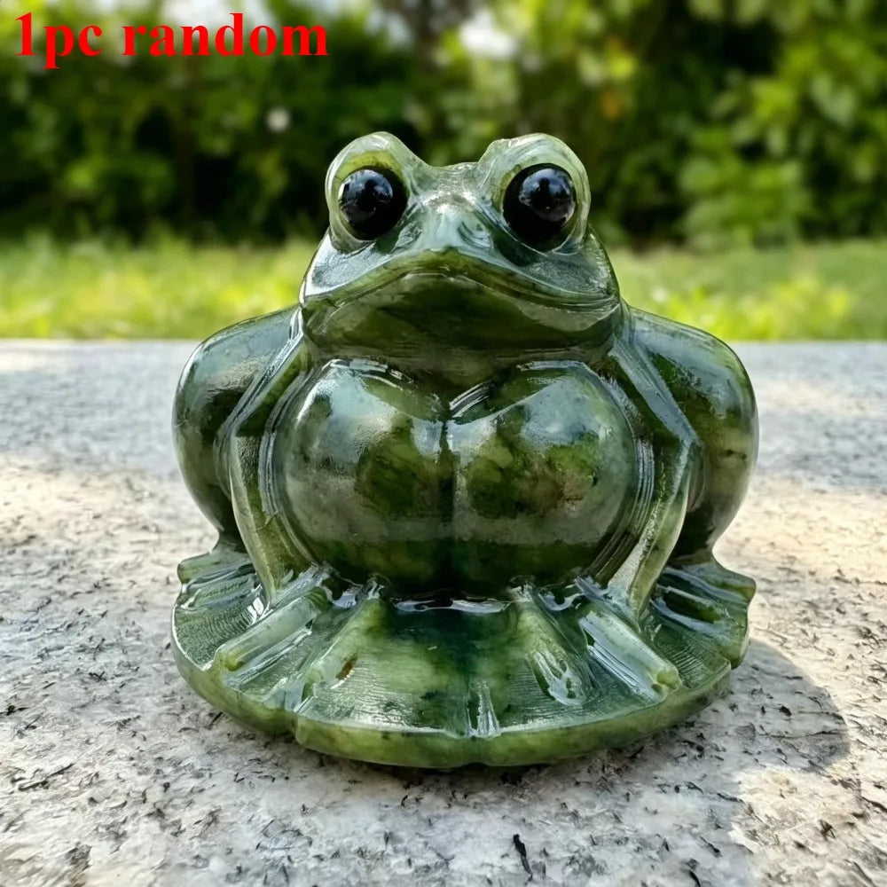 Xiuyan Frog Carving Natural Multiple Green Jasper Frog for Decoration Crystal Decor