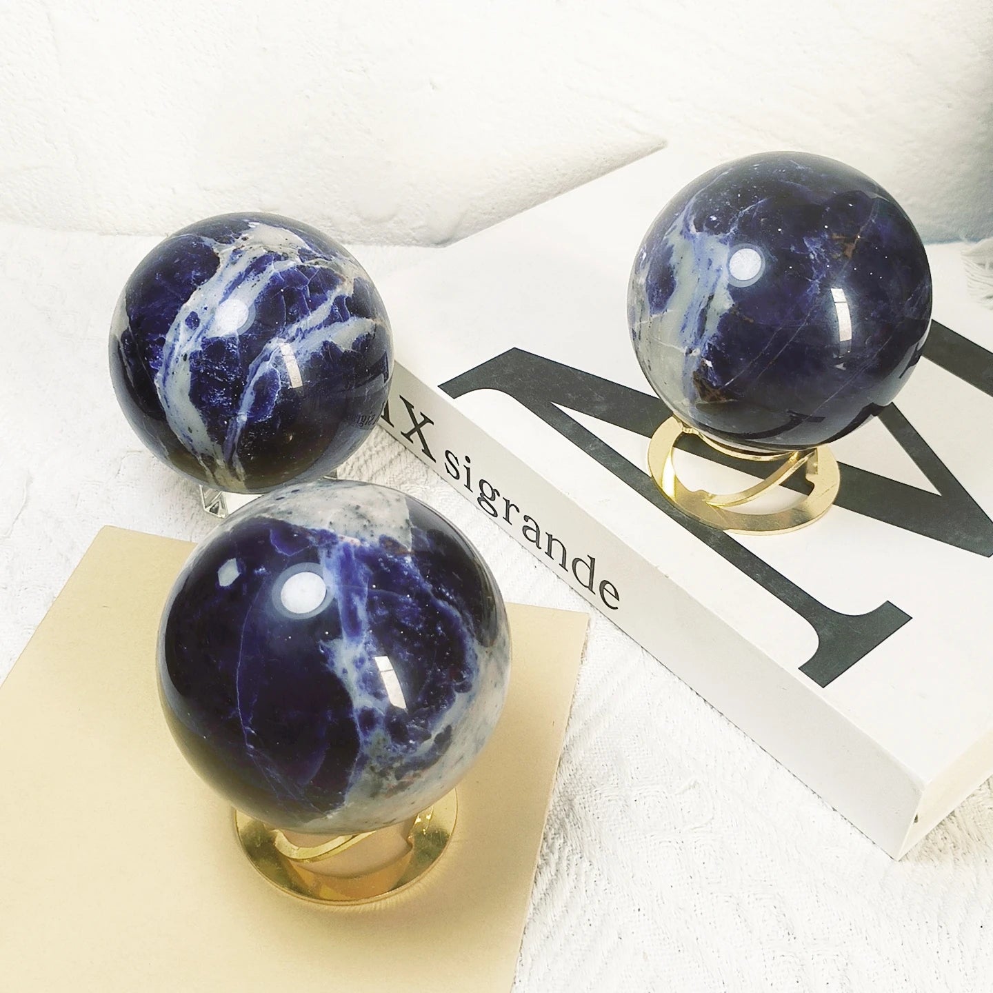 Sodalite Sphere Polished Crystal Ball Engraved Love Gift Decoration