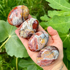 White Mexican Agate Palm Stone Polished Crystal Craft Collectible Home Decor Tabletop Ornament-CrystalHola