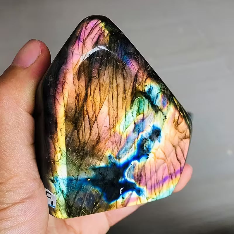 Blue Labradorite Freeform 800-1200 g - hand-held flash view