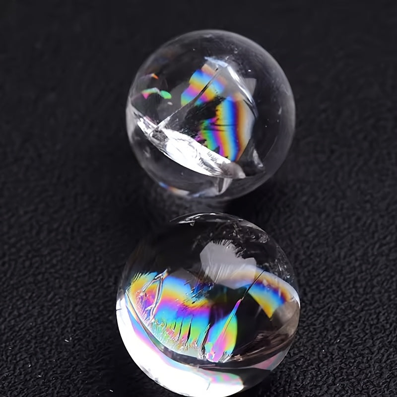 Rainbow Clear Quartz Sphere - rainbow fracture view