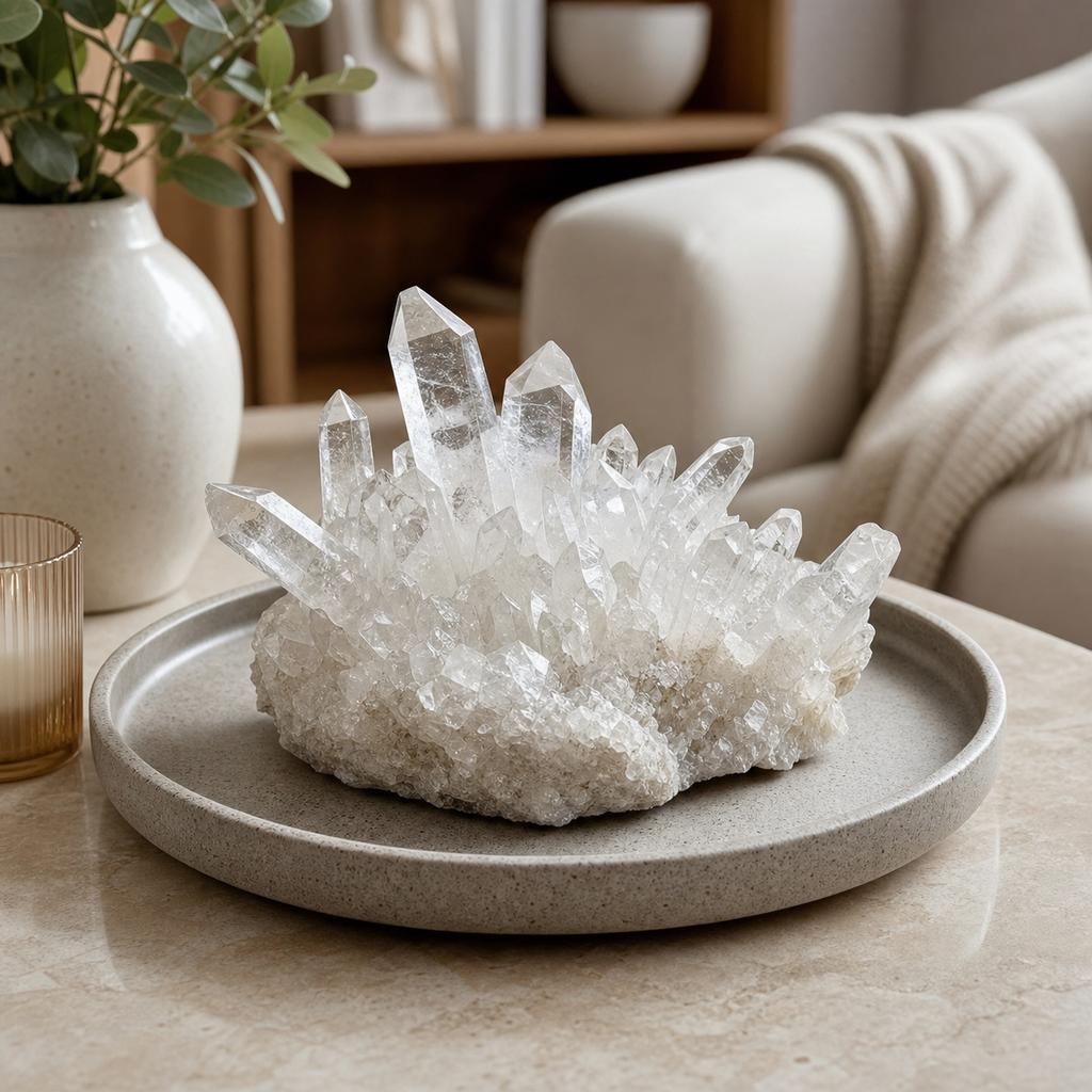 Raw Clear Quartz Cluster Decor