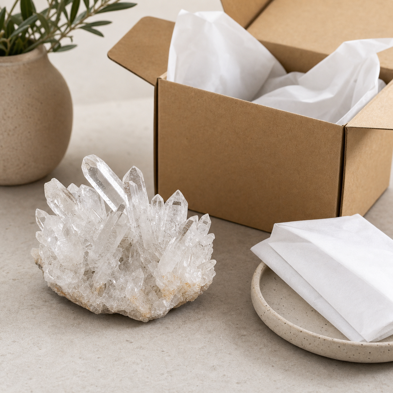 Raw Clear Quartz Cluster Decor
