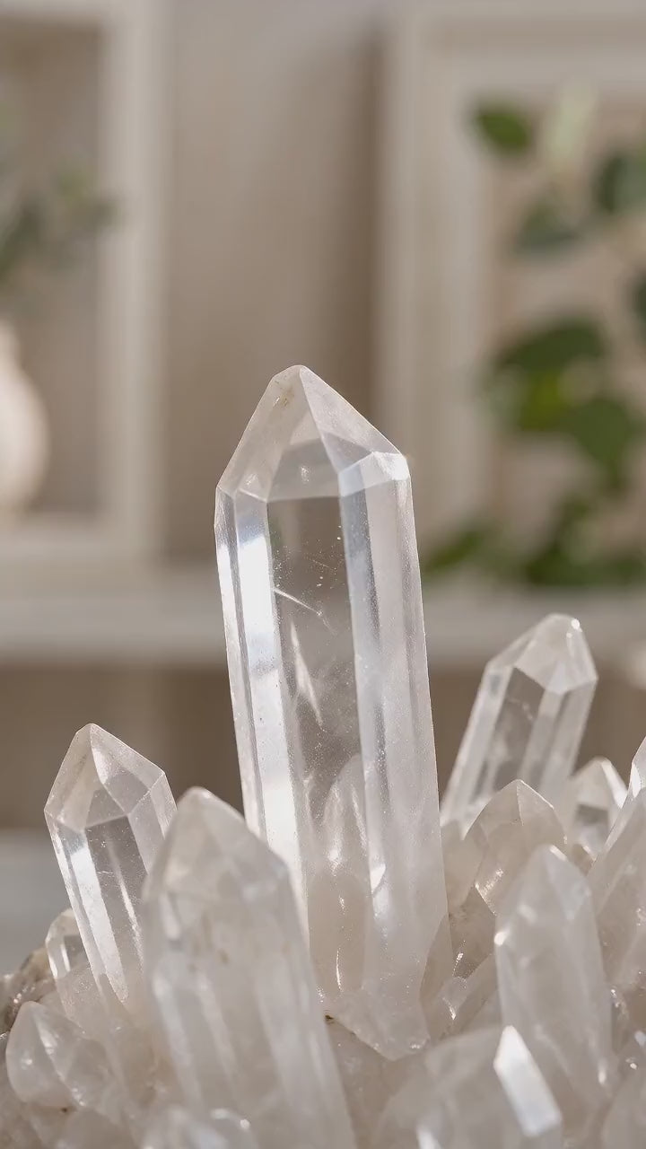 Helia Crystal raw clear quartz cluster decor product video