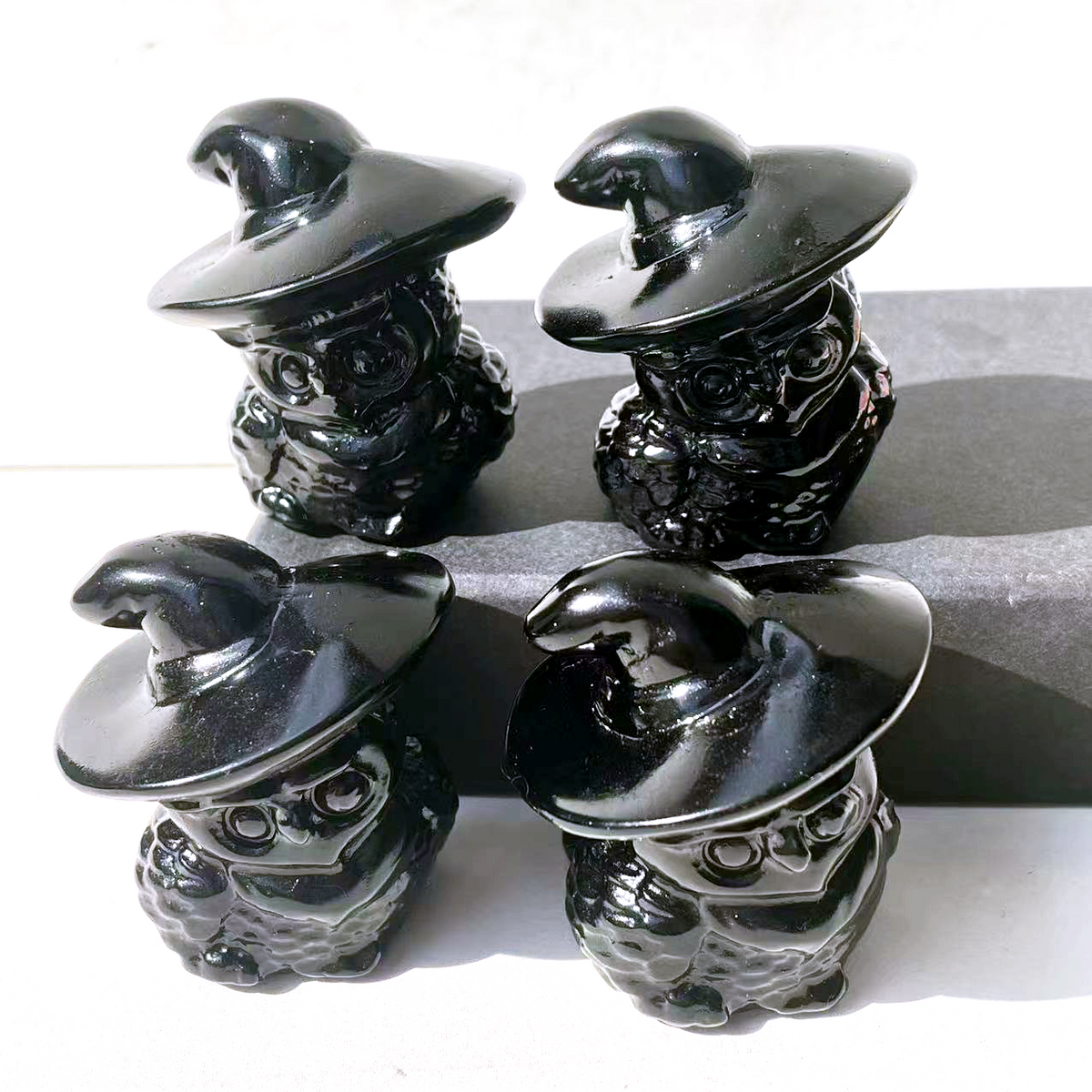 Natural Obsidian Owl Carving for Home Decor product view 1