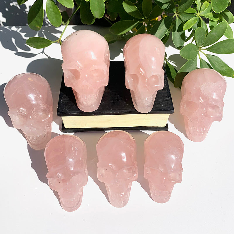 Natural Rose Quartz Skull Carving for Home Decor product view 1