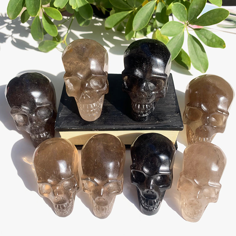 Natural Smoky Quartz Skull Carving for Home Decor product view 1