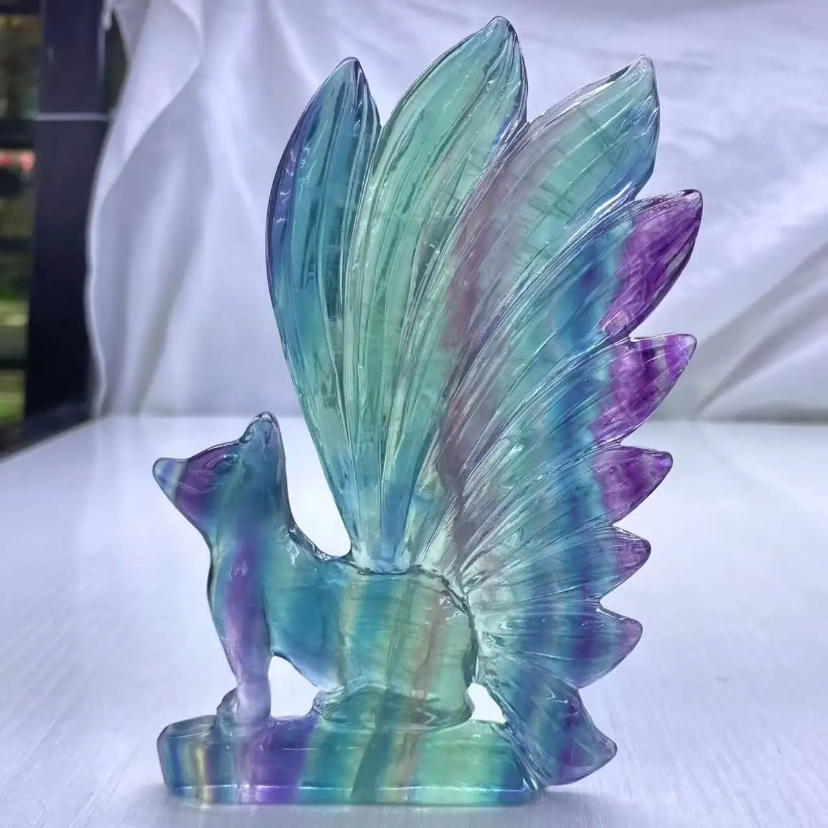 Fluorite nine-tail fox carving product view