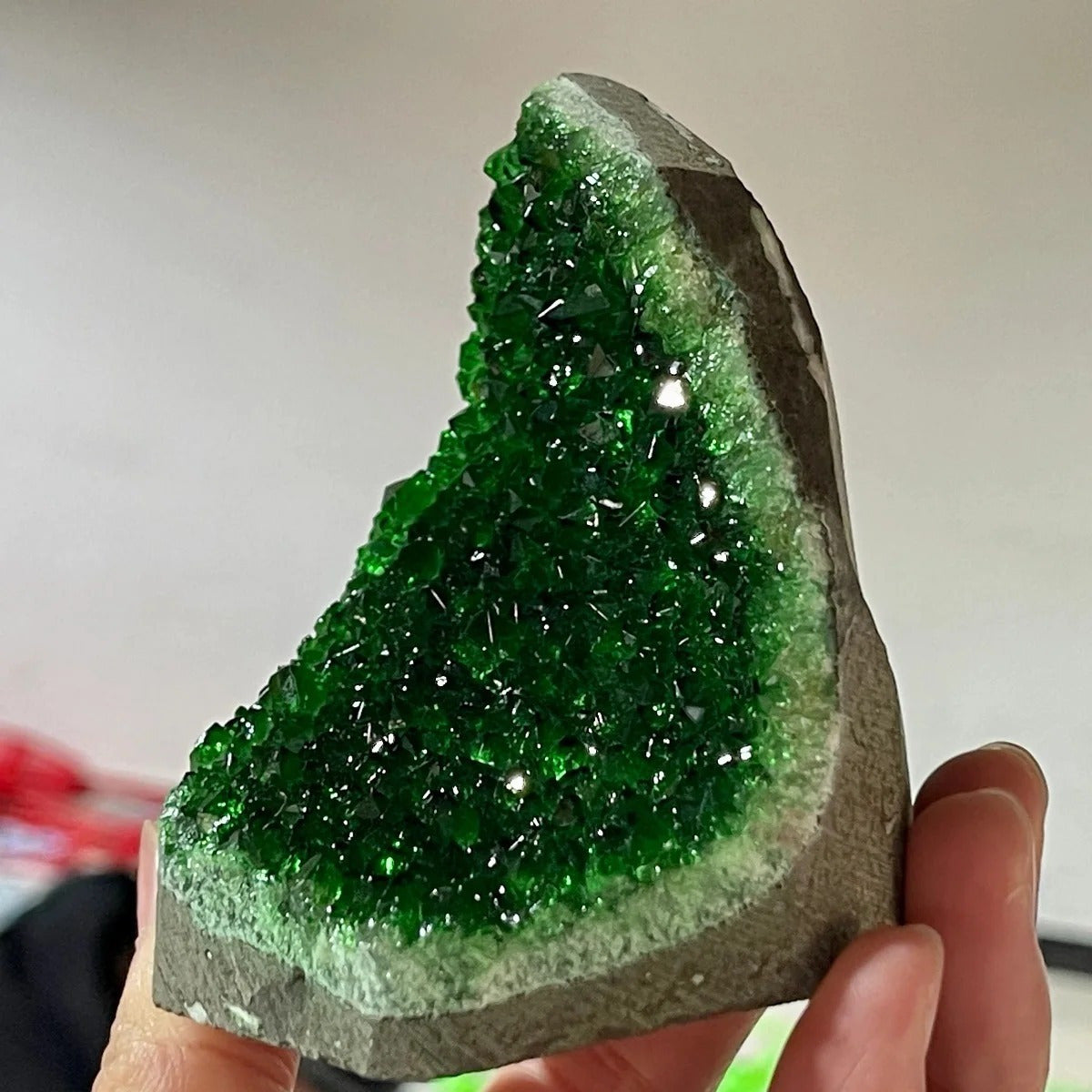 Green quartz geode cluster product view