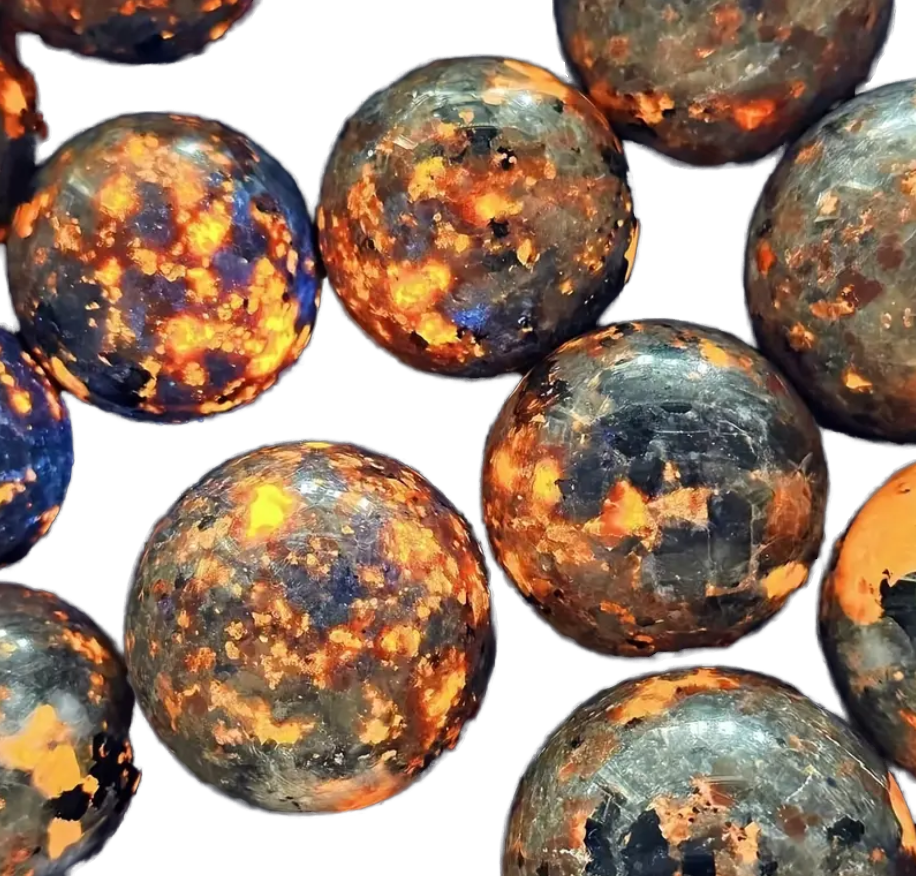 Yooperlite crystal sphere close-up
