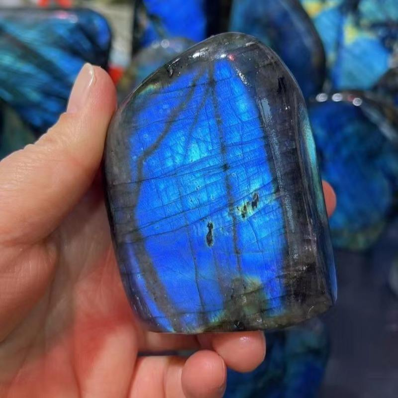 Blue flash labradorite freeform close-up