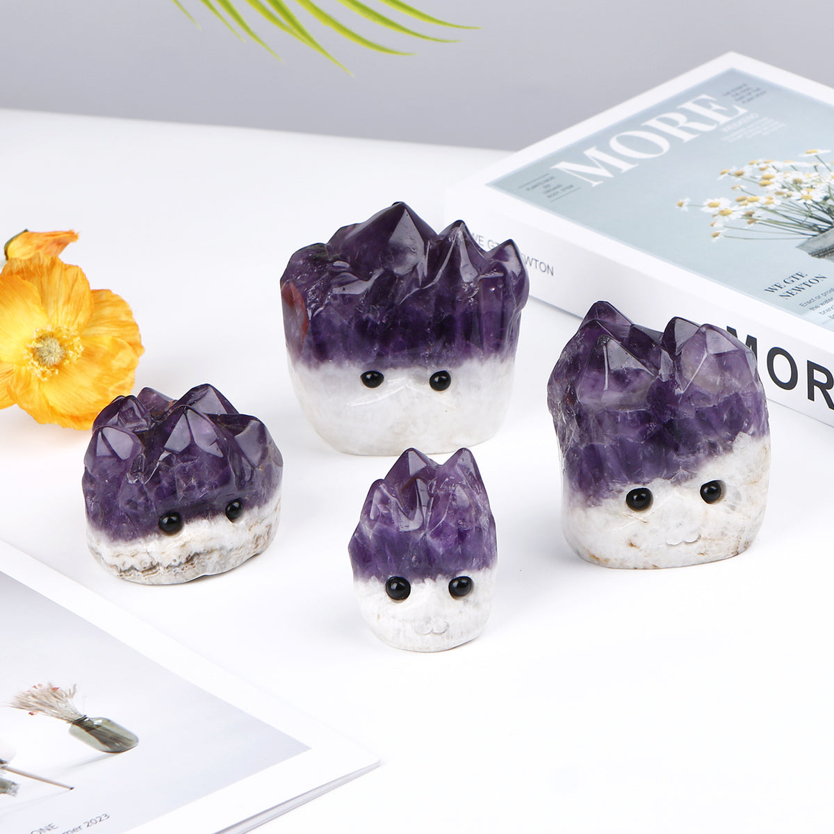 Natural Amethyst Cluster Hedgehog Decor product view 2