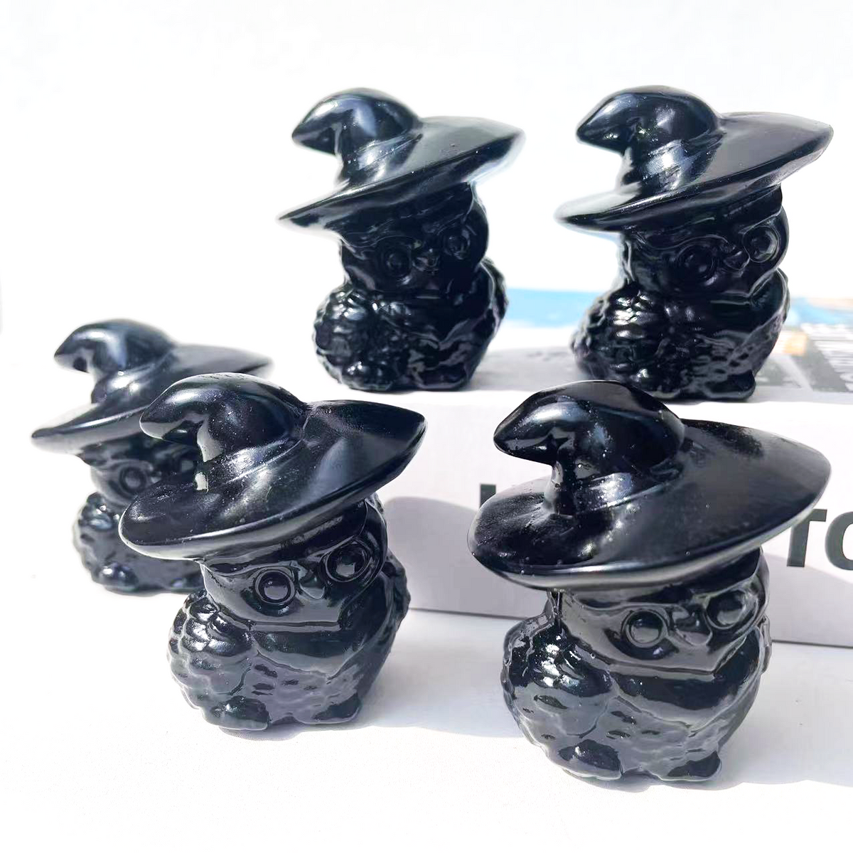 Natural Obsidian Owl Carving for Home Decor product view 3