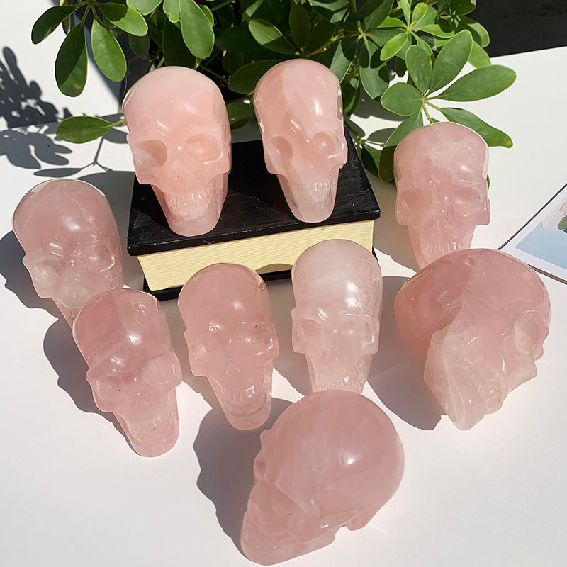 Natural Rose Quartz Skull Carving for Home Decor product view 4