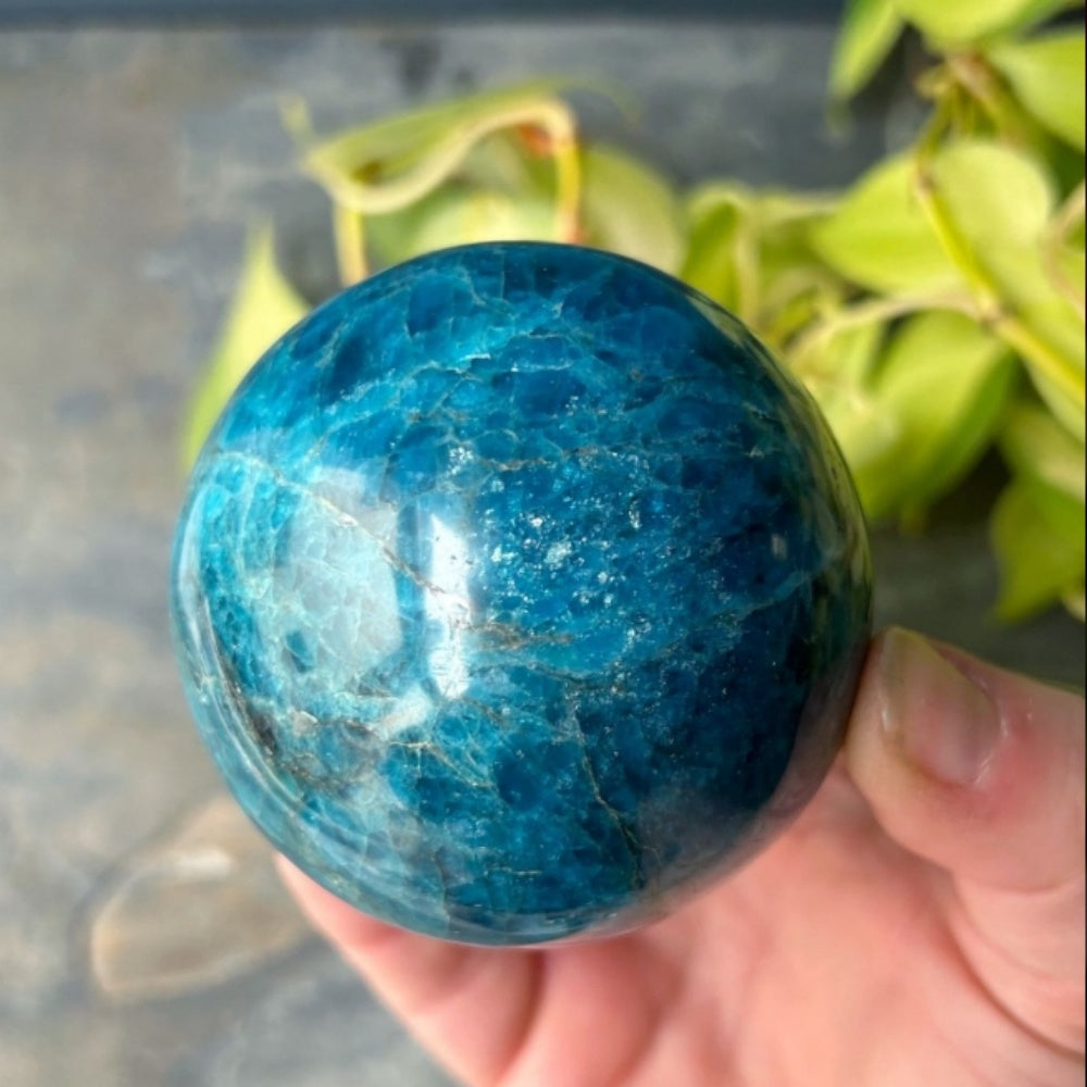 Blue apatite sphere product view