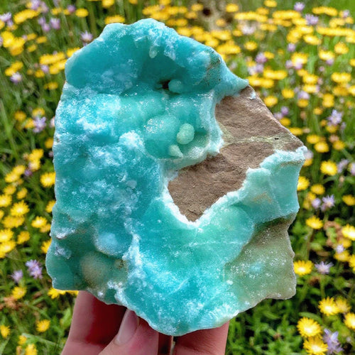 Raw blue aragonite gemstone reference view