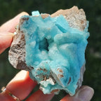 Raw blue aragonite gemstone reference view
