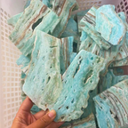 Natural blue Caribbean calcite polished slab reference view