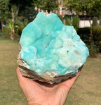 Raw blue aragonite gemstone reference view
