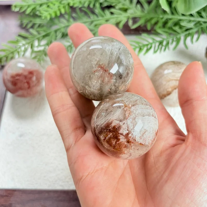 Natural Thousand Layer Lodolite Garden Quartz Crystal Sphere Ball Christmas Birthday Gift Home Desk Decoration